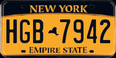 NY license plate HGB7942