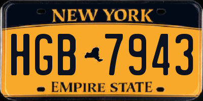 NY license plate HGB7943