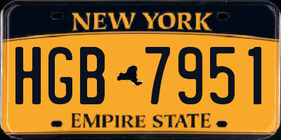 NY license plate HGB7951