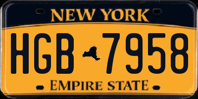 NY license plate HGB7958