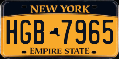 NY license plate HGB7965