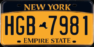 NY license plate HGB7981