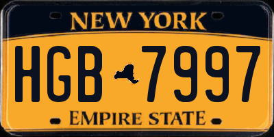 NY license plate HGB7997
