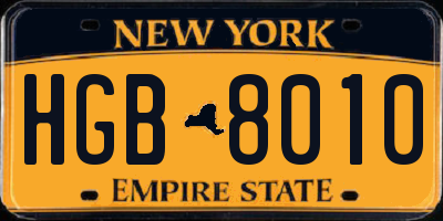 NY license plate HGB8010