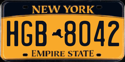 NY license plate HGB8042