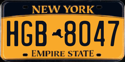 NY license plate HGB8047
