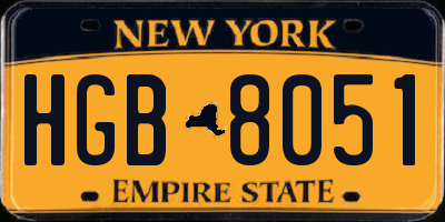 NY license plate HGB8051