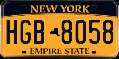 NY license plate HGB8058