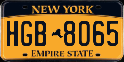 NY license plate HGB8065