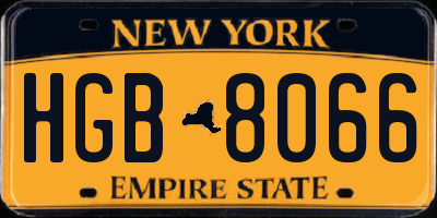 NY license plate HGB8066