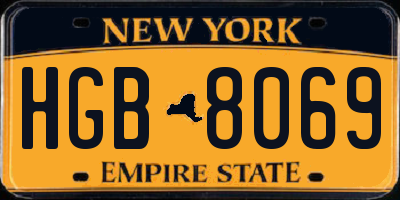 NY license plate HGB8069