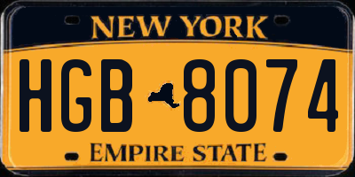 NY license plate HGB8074