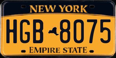 NY license plate HGB8075