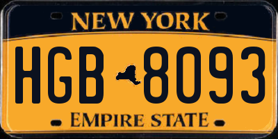 NY license plate HGB8093