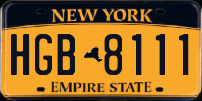 NY license plate HGB8111