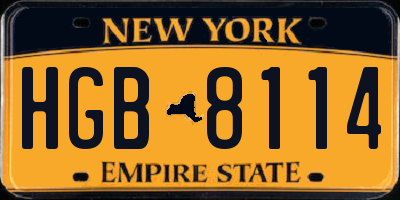 NY license plate HGB8114