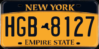 NY license plate HGB8127