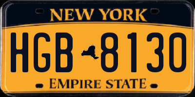 NY license plate HGB8130