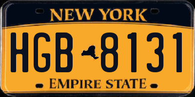 NY license plate HGB8131