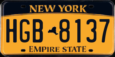 NY license plate HGB8137