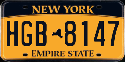 NY license plate HGB8147