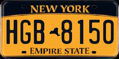 NY license plate HGB8150