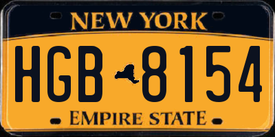 NY license plate HGB8154