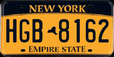 NY license plate HGB8162