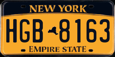 NY license plate HGB8163