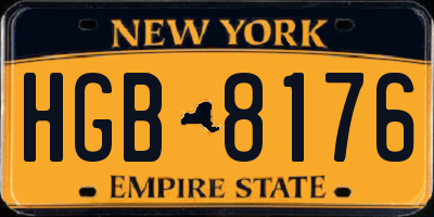 NY license plate HGB8176