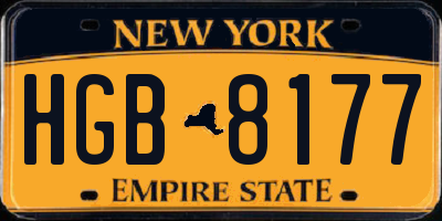 NY license plate HGB8177