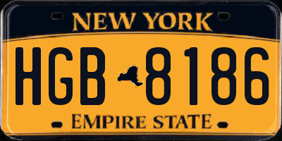 NY license plate HGB8186