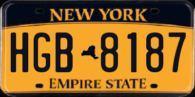 NY license plate HGB8187