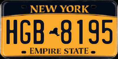 NY license plate HGB8195