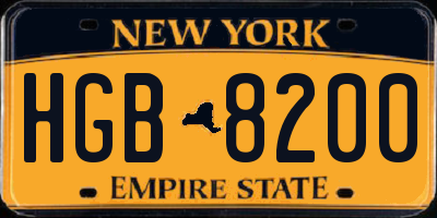 NY license plate HGB8200