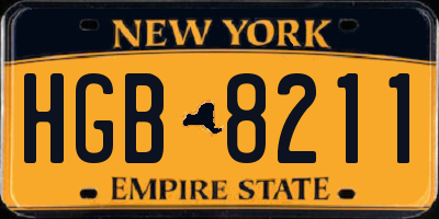 NY license plate HGB8211