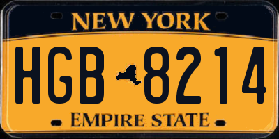 NY license plate HGB8214