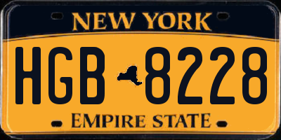 NY license plate HGB8228