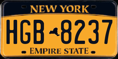 NY license plate HGB8237