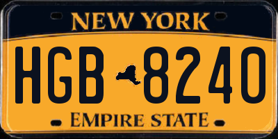 NY license plate HGB8240