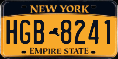 NY license plate HGB8241