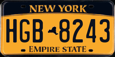 NY license plate HGB8243