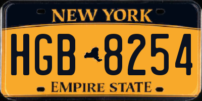 NY license plate HGB8254