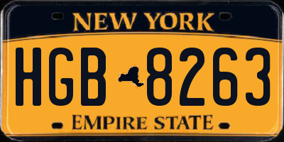 NY license plate HGB8263