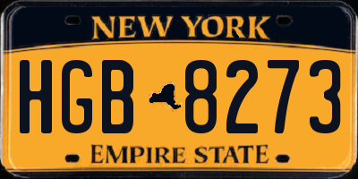 NY license plate HGB8273