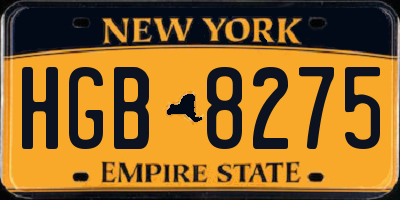 NY license plate HGB8275