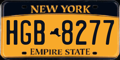 NY license plate HGB8277