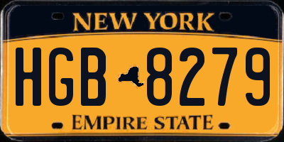NY license plate HGB8279