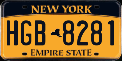 NY license plate HGB8281