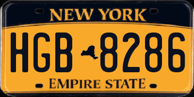 NY license plate HGB8286